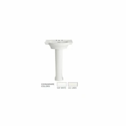 American Standard | Estate 24" Pedestal Bathroom Sink With 3 Holes Drilled (4" Centers) And Overflow -Faucet 0900.400 1