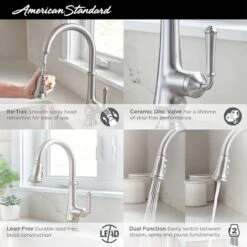 American Standard | Delancey Single Handle Pull-Down Spray Bar Faucet -Faucet 4279410002 infographic 4