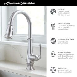American Standard | Delancey Single Handle Pull-Down Spray Bar Faucet -Faucet 4279410002 inforgraphic 1