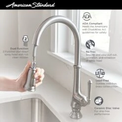 American Standard | Delancey Single Handle Pull-Down Spray Bar Faucet -Faucet 4279410002 inforgraphic 2