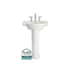 American Standard | Estate 24" Pedestal Bathroom Sink With 3 Holes Drilled (4" Centers) And Overflow -Faucet american standard 0900 800 020 17 tagged newbuild1