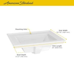 American Standard | Town Square S 24" Rectangular Fireclay Drop In Bathroom Sink With Overflow And Single Faucet Hole -Faucet american standard 1203 001 alternate view 88