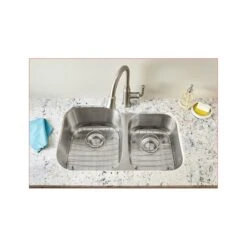 American Standard | Portsmouth 31-1/2" Double Basin Stainless Steel Kitchen Sink For Undermount Installations - Drains Included -Faucet american standard 18cr 9322100s 18cr 9322100s alternate view 8