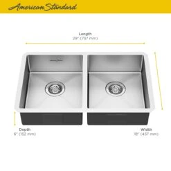 American Standard | Pekoe 29" Undermount Double Basin Stainless Steel Kitchen Sink With Basket Strainer, Basin Rack, And Sound Dampening Technology -Faucet american standard 18db 6291800 alternate image 37