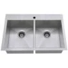 American Standard | Edgewater 33" Double Basin Stainless Steel Kitchen Sink For Drop In Or Undermount Installations With Single Faucet Hole - Drains Included -Faucet american standard 18db 9332211 075