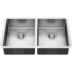 American Standard | Pekoe 29" Undermount Double Basin Stainless Steel Kitchen Sink With Basket Strainer, Basin Rack, And Sound Dampening Technology
