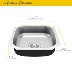 American Standard | Portsmouth 17-13/16" Drop In Single Basin Stainless Steel Kitchen Sink With Basket Strainer -Faucet american standard 18sb 6181600s alternate image 44