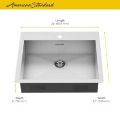 American Standard | Edgewater 25" Drop In Or Undermount Single Basin Stainless Steel Kitchen Sink With Basket Strainer, Basin Rack, And Sound Dampening Technology -Faucet american standard 18sb 6252211 alternate image 49