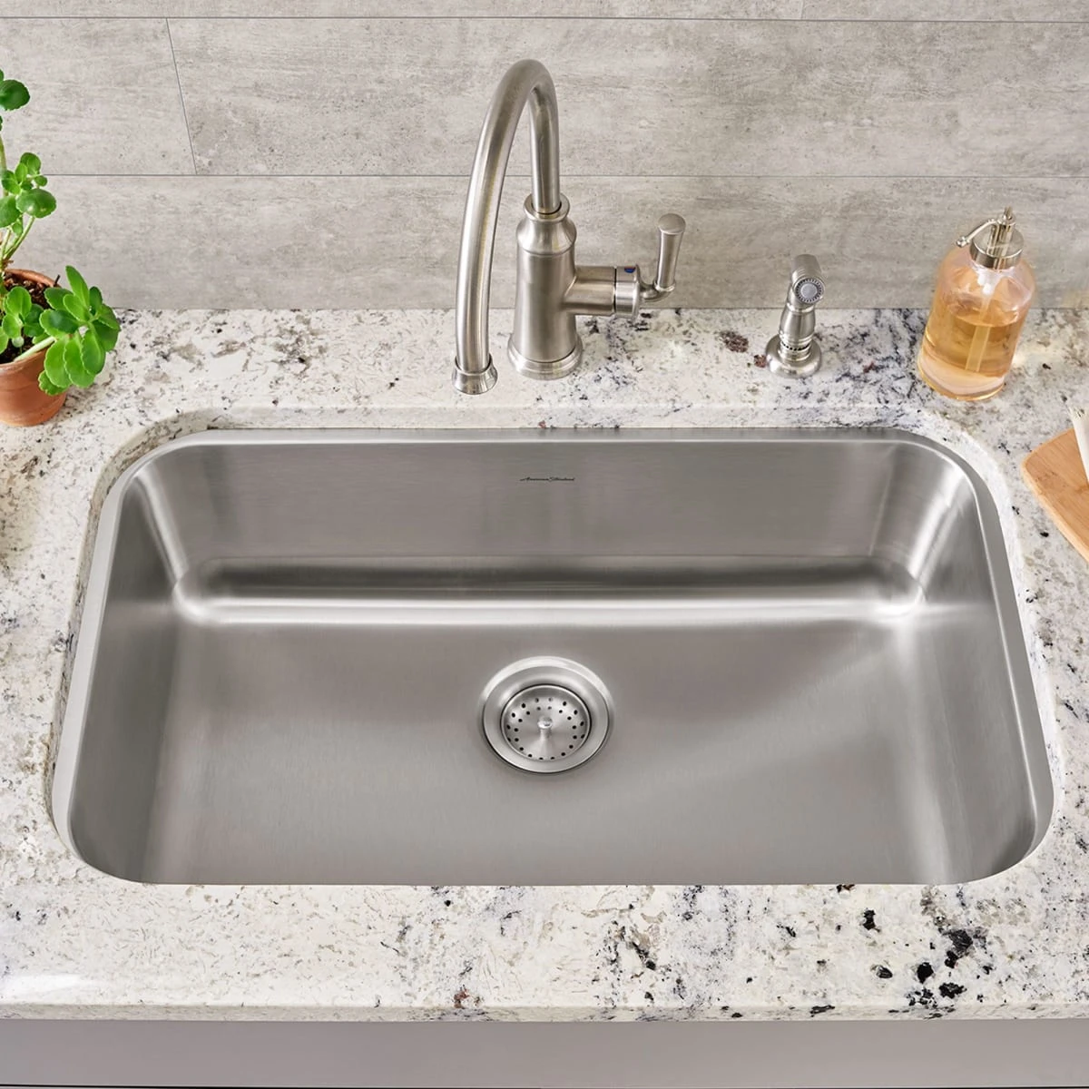American Standard | Portsmouth 29-3/4" Single Basin Stainless Steel Kitchen Sink For Undermount Installations - Drain Included 4 American Standard | Portsmouth 29-3/4" Single Basin Stainless Steel Kitchen Sink For Undermount Installations - Drain Included - Image 2