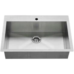 American Standard | Edgewater 33" Single Basin Stainless Steel Kitchen Sink For Drop In Or Undermount Installations With Single Faucet Hole - Drain Included