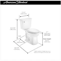 American Standard | Ultima Elongated Two-Piece Toilet With VorMax Flushing, Right Height Bowl, EverClean Surface And CleanCurve Rim Technologies -Faucet american standard 203aa 104 alternate image 13