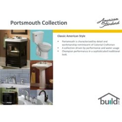 American Standard | Portsmouth 1.28 GPF Two Piece Elongated Toilet - Less Seat -Faucet american standard 213ca 104 portsmouth collection 208