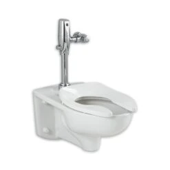 American Standard | Afwall 1.28 GPF Elongated One-Piece Toilet With Top Spud And Flushometer - Less Seat