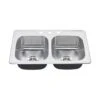 American Standard | Colony 33" Double Basin Stainless Steel Kitchen Sink For Drop In Installations With Three Faucet Holes - Drains Included
