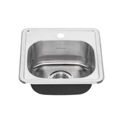 American Standard | Colony 15" Single Basin Stainless Steel Kitchen Sink For Drop In Installations With Single Faucet Hole - Drain Included