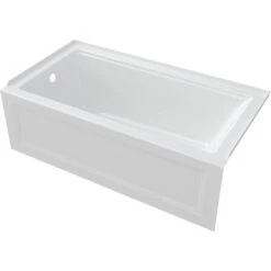 American Standard | Town Square S 60" Three Wall Alcove Acrylic And Fiberglass Soaking Tub With Left Drain -Faucet american standard 2544 202 angled shot 40