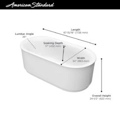 American Standard | Studio S 68" Free Standing Acrylic Soaking Tub With Center Drain And Overflow -Faucet american standard 2549 004 alternate view 181