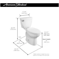 American Standard | Cadet 3 Elongated Two-Piece Toilet With Performance Flushing System And EverClean Surface - Left-Mounted Tank Lever (12" Rough In) -Faucet american standard 270ca001 alternate image 65