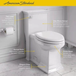 American Standard | Town Square S 1.28 GPF One Piece Elongated Chair Height Toilet With Left Hand Lever - Seat Included -Faucet american standard 2851a 104 alternate view 61