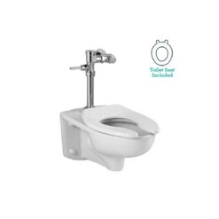 American Standard | Afwall 1.6 GPF One-Piece Elongated Toilet With Top Spud, Flushometer And Seat Included