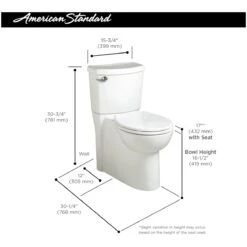 American Standard | Cadet 3 Elongated Two-Piece Toilet With Concealed Trapway, EverClean Surface, PowerWash Rim And Right Height Bowl - Includes Slow-Close Seat -Faucet american standard 2989 101 alternate image 214