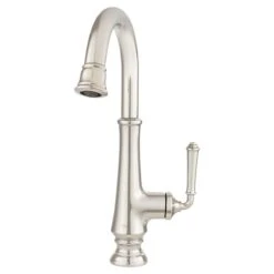American Standard | Delancey Single Handle Pull-Down Spray Bar Faucet -Faucet american standard 4279 410 brushed nickel front view 57
