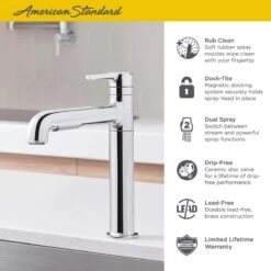 American Standard | Studio S 1.8 GPM Single Hole Pull Out Kitchen Faucet With Dock-Tite Technology -Faucet american standard 4803 100 alternate view 9