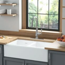 American Standard | Delancey 33-1/16" Farmhouse Double Basin Cast Iron Kitchen Sink -Faucet american standard 77db 33220a alternate image 339