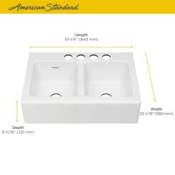 American Standard | Delancey 33-1/16" Farmhouse Double Basin Cast Iron Kitchen Sink -Faucet american standard 77db 33220a alternate image 341