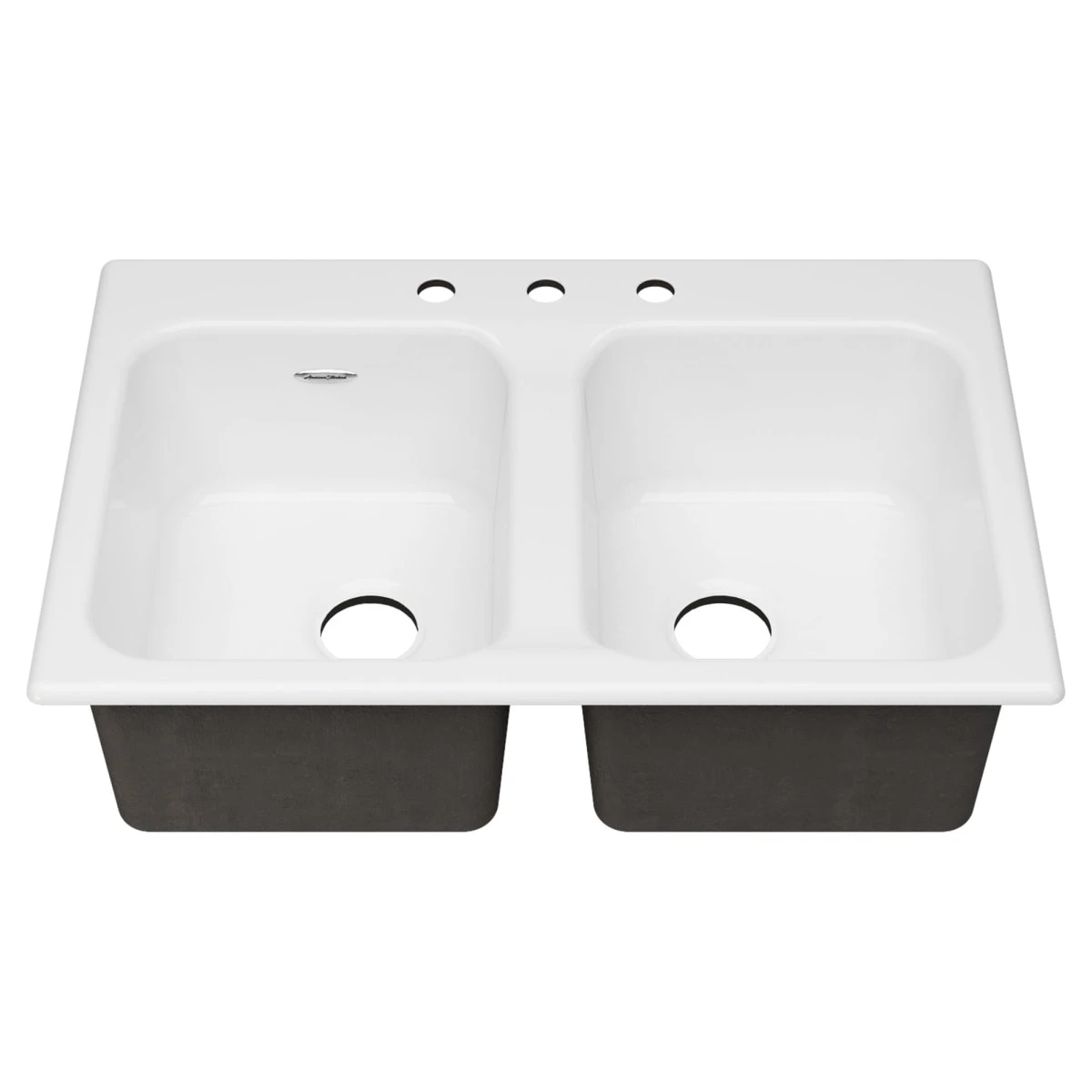 American Standard | Quince 32-7/8" Drop In Double Basin Cast Iron Kitchen Sink With Three Faucet Holes 4 American Standard | Quince 32-7/8" Drop In Double Basin Cast Iron Kitchen Sink With Three Faucet Holes - Image 2