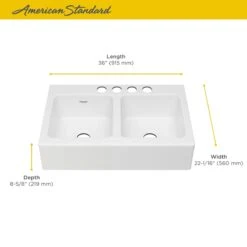 American Standard | Delancey 36" Farmhouse Double Basin Cast Iron Kitchen Sink -Faucet american standard 77db 36220a alternate image 355
