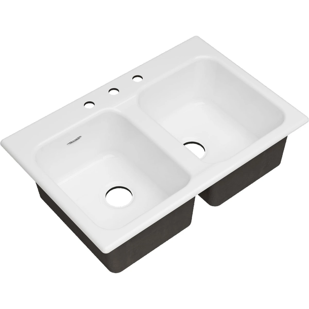American Standard | Quince 32-7/8" Drop In Double Basin Cast Iron Kitchen Sink With Three Faucet Holes 3 American Standard | Quince 32-7/8" Drop In Double Basin Cast Iron Kitchen Sink With Three Faucet Holes