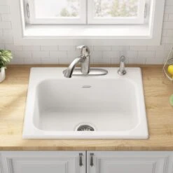 American Standard | Quince 25" Drop In Single Basin Cast Iron Kitchen Sink With Four Faucet Holes -Faucet american standard 77sb 25224 alternate image 368