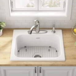 American Standard | Quince 25" Drop In Single Basin Cast Iron Kitchen Sink With Four Faucet Holes -Faucet american standard 77sb 25224 alternate image 369