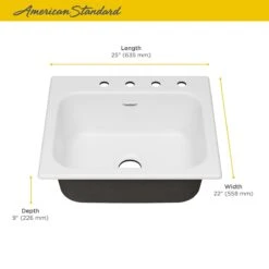 American Standard | Quince 25" Drop In Single Basin Cast Iron Kitchen Sink With Four Faucet Holes -Faucet american standard 77sb 25224 alternate image 370