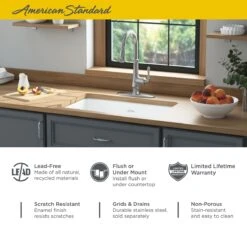 American Standard | Delancey 30" Undermount Single Basin Cast Iron Kitchen Sink 13 American Standard | Delancey 30" Undermount Single Basin Cast Iron Kitchen Sink -Faucet american standard 77sb 30190 alternate image 375