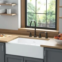American Standard | Delancey 30" Farmhouse Single Basin Cast Iron Kitchen Sink 10 American Standard | Delancey 30" Farmhouse Single Basin Cast Iron Kitchen Sink -Faucet american standard 77sb 30220a alternate image 377