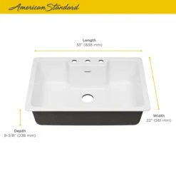 American Standard | Quince 33" Drop In Single Basin Cast Iron Kitchen Sink -Faucet american standard 77sb 33223 alternate image 390