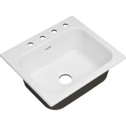 American Standard | Quince 25" Drop In Single Basin Cast Iron Kitchen Sink With Four Faucet Holes