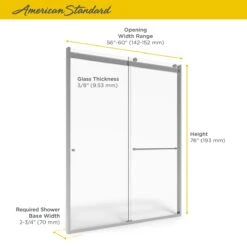 American Standard | Shower Door Collection 76" High X 60" Wide Sliding Framed Shower Door With Clear Glass -Faucet american standard am00811 400 alternate image 435