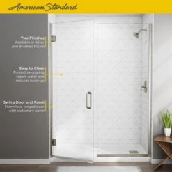 American Standard | Shower Door Collection 72" High X 59-9/16" Wide Hinged Frameless Shower Door With Clear Glass -Faucet american standard am00812 400 alternate image 439
