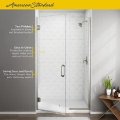 American Standard | Shower Door Collection 72" High X 47-9/16" Wide Hinged Frameless Shower Door With Clear Glass -Faucet american standard am00814 400 alternate image 444