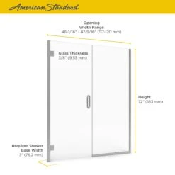 American Standard | Shower Door Collection 72" High X 47-9/16" Wide Hinged Frameless Shower Door With Clear Glass -Faucet american standard am00814 400 alternate image 445