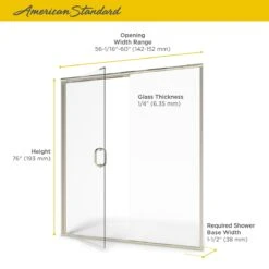 American Standard | Shower Door Collection 76" High X 60" Wide Hinged Framed Shower Door With Clear Glass -Faucet american standard am00816 400 alternate image 448
