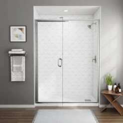 American Standard | Shower Door Collection 76" High X 60" Wide Hinged Framed Shower Door With Clear Glass -Faucet american standard am00816 400 alternate image 450