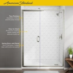 American Standard | Shower Door Collection 76" High X 60" Wide Hinged Framed Shower Door With Clear Glass -Faucet american standard am00816 400 alternate image 451