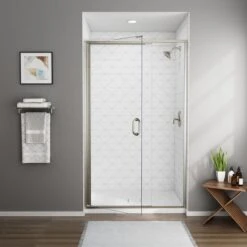 American Standard | Shower Door Collection 76" High X 48" Wide Hinged Framed Shower Door With Clear Glass -Faucet american standard am00817 400 alternate image 453