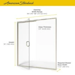 American Standard | Shower Door Collection 76" High X 48" Wide Hinged Framed Shower Door With Clear Glass -Faucet american standard am00817 400 alternate image 454