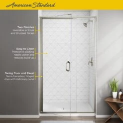 American Standard | Shower Door Collection 76" High X 48" Wide Hinged Framed Shower Door With Clear Glass -Faucet american standard am00817 400 alternate image 457