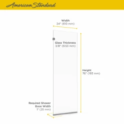 American Standard | Shower Door Collection 76" High X 24" Wide Frameless Shower Screen With Clear Glass -Faucet american standard am00824 400 alternate image 474